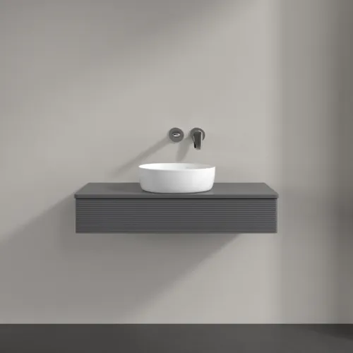 Bild von VILLEROY BOCH Antao Waschbeckenunterschrank, 1 Auszug, 1000 x 190 x 500 mm, Front mit Struktur, Anthracite Matt Lacquer / Anthracite Matt Lacquer #K09110GK