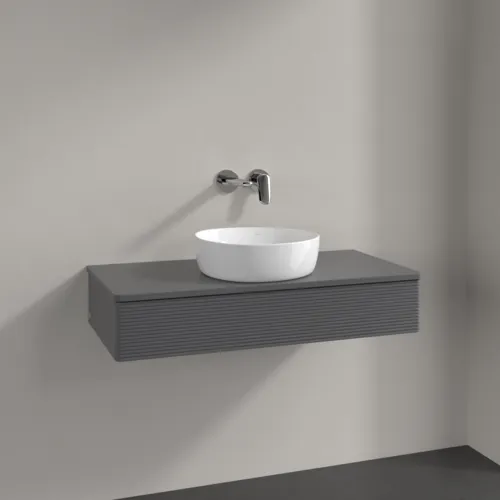 Bild von VILLEROY BOCH Antao Waschbeckenunterschrank, 1 Auszug, 1000 x 190 x 500 mm, Front mit Struktur, Anthracite Matt Lacquer / Anthracite Matt Lacquer #K09110GK