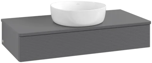 Bild von VILLEROY BOCH Antao Waschbeckenunterschrank, 1 Auszug, 1000 x 190 x 500 mm, Front mit Struktur, Anthracite Matt Lacquer / Anthracite Matt Lacquer #K09110GK