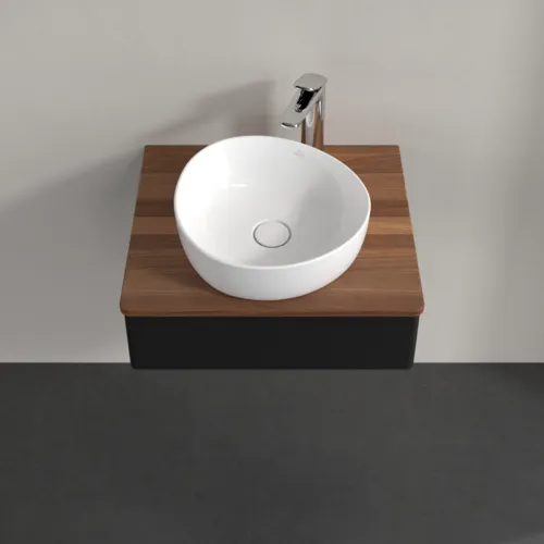 Bild von VILLEROY BOCH Antao Waschbeckenunterschrank, 1 Auszug, 600 x 190 x 500 mm, Front ohne Struktur, Black Matt Lacquer / Warm Walnut #K07052PD