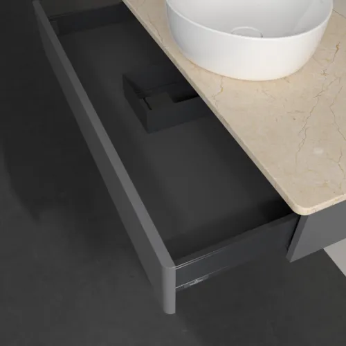 Bild von VILLEROY BOCH Antao Waschbeckenunterschrank, 1 Auszug, 1000 x 190 x 500 mm, Front ohne Struktur, Anthracite Matt Lacquer / Botticino #K09013GK