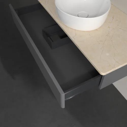 Bild von VILLEROY BOCH Antao Waschbeckenunterschrank, 1 Auszug, 1000 x 190 x 500 mm, Front ohne Struktur, Anthracite Matt Lacquer / Botticino #K09013GK