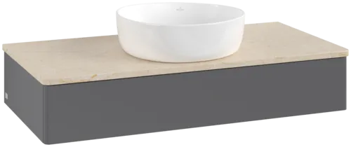 Picture of VILLEROY BOCH Antao Vanity unit, 1 pull-out compartment, 1000 x 190 x 500 mm, Front without structure, Anthracite Matt Lacquer / Botticino #K09013GK