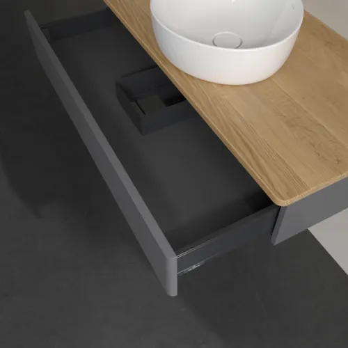 Bild von VILLEROY BOCH Antao Waschbeckenunterschrank, 1 Auszug, 1000 x 190 x 500 mm, Front mit Struktur, Anthracite Matt Lacquer / Honey Oak #K09111GK