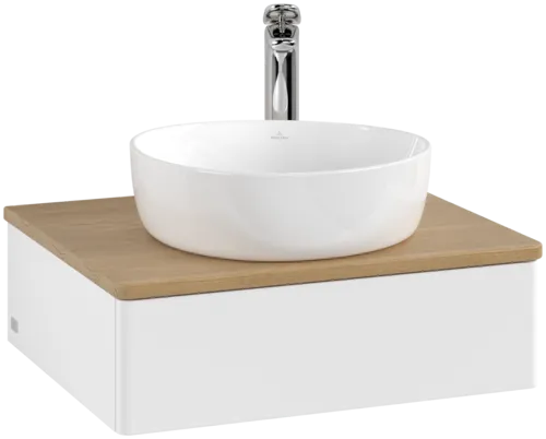 Bild von VILLEROY BOCH Antao Waschbeckenunterschrank, 1 Auszug, 600 x 190 x 500 mm, Front ohne Struktur, White Matt Lacquer / Honey Oak #K07051MT