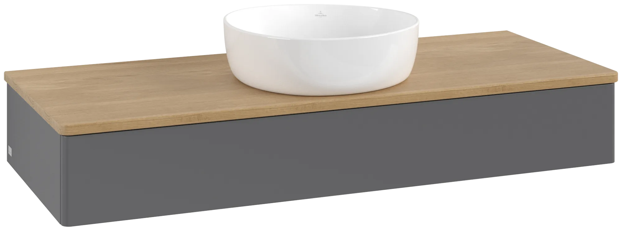 Bild von VILLEROY BOCH Antao Waschbeckenunterschrank, 1 Auszug, 1200 x 190 x 500 mm, Front ohne Struktur, Anthracite Matt Lacquer / Honey Oak #K10011GK