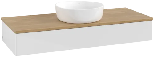 Bild von VILLEROY BOCH Antao Waschbeckenunterschrank, 1 Auszug, 1200 x 190 x 500 mm, Front ohne Struktur, Glossy White Lacquer / Honey Oak #K10011GF