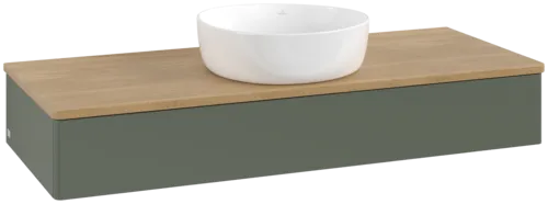 Bild von VILLEROY BOCH Antao Waschbeckenunterschrank, 1 Auszug, 1200 x 190 x 500 mm, Front ohne Struktur, Leaf Green Matt Lacquer / Honey Oak #K10011HL