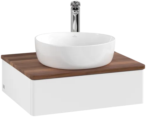 Bild von VILLEROY BOCH Antao Waschbeckenunterschrank, 1 Auszug, 600 x 190 x 500 mm, Front ohne Struktur, White Matt Lacquer / Warm Walnut #K07052MT