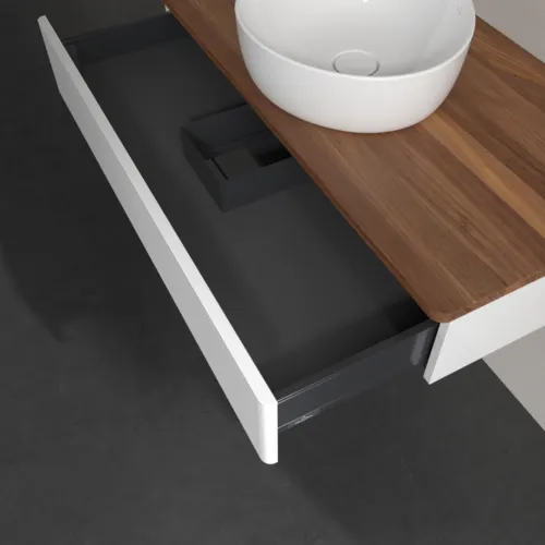Bild von VILLEROY BOCH Antao Waschbeckenunterschrank, 1 Auszug, 1000 x 190 x 500 mm, Front mit Struktur, Glossy White Lacquer / Warm Walnut #K09112GF