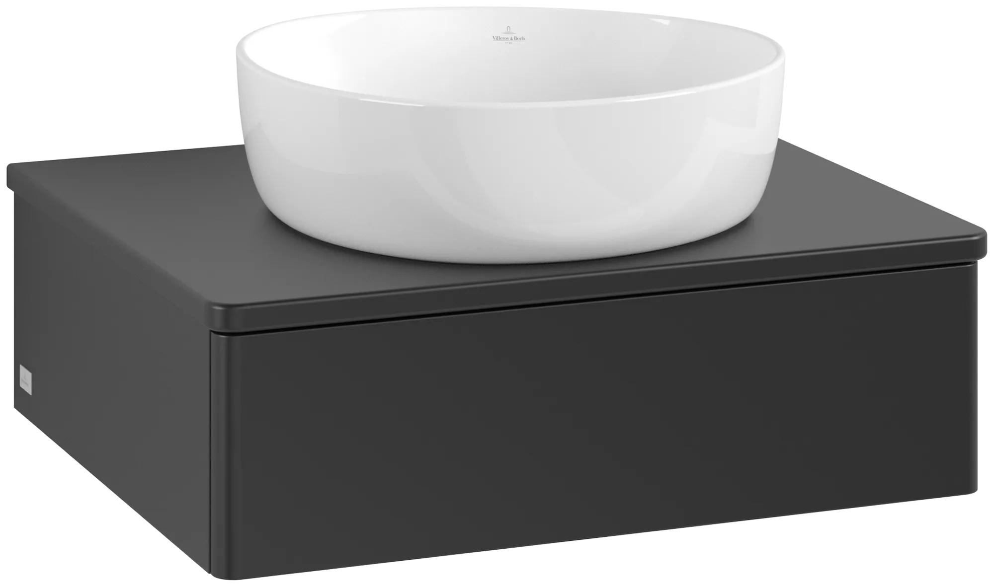 Bild von VILLEROY BOCH Antao Waschbeckenunterschrank, 1 Auszug, 600 x 190 x 500 mm, Front ohne Struktur, Black Matt Lacquer / Black Matt Lacquer #K07050PD