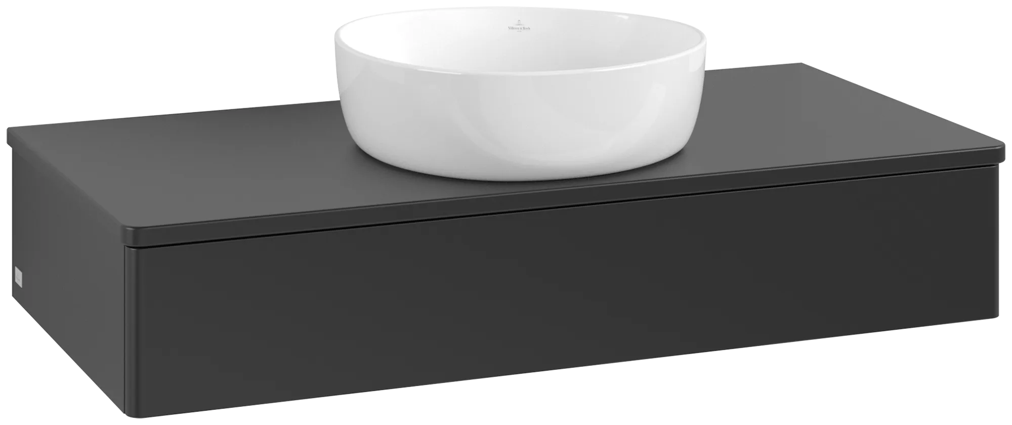 Bild von VILLEROY BOCH Antao Waschbeckenunterschrank, 1 Auszug, 1000 x 190 x 500 mm, Front ohne Struktur, Black Matt Lacquer / Black Matt Lacquer #K09050PD