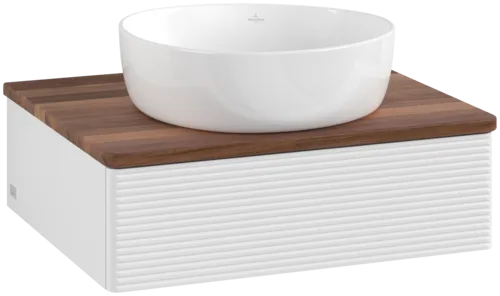 Bild von VILLEROY BOCH Antao Waschbeckenunterschrank, 1 Auszug, 600 x 190 x 500 mm, Front mit Struktur, Glossy White Lacquer / Warm Walnut #K07112GF