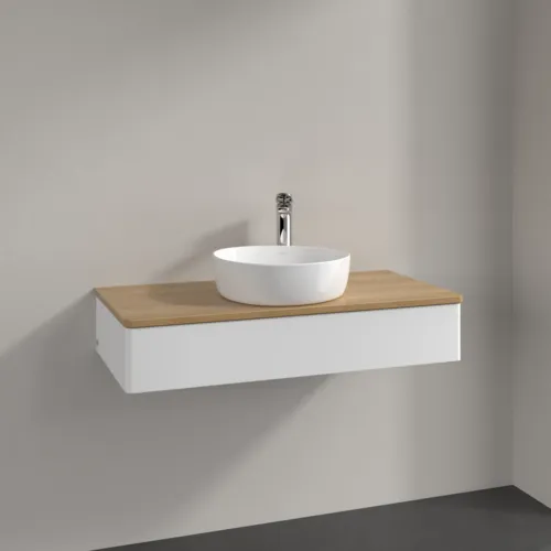 Bild von VILLEROY BOCH Antao Waschbeckenunterschrank, 1 Auszug, 1000 x 190 x 500 mm, Front ohne Struktur, White Matt Lacquer / Honey Oak #K09051MT