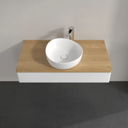 Bild von VILLEROY BOCH Antao Waschbeckenunterschrank, 1 Auszug, 1000 x 190 x 500 mm, Front ohne Struktur, White Matt Lacquer / Honey Oak #K09051MT
