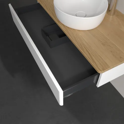 Bild von VILLEROY BOCH Antao Waschbeckenunterschrank, 1 Auszug, 1000 x 190 x 500 mm, Front ohne Struktur, White Matt Lacquer / Honey Oak #K09051MT