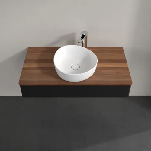 Obrázek VILLEROY BOCH Toaletní stolek Antao, 1 zásuvka, 1000 x 190 x 500 mm, přední strana bez konstrukce, černý matný lak / teplý ořech #K09052PD