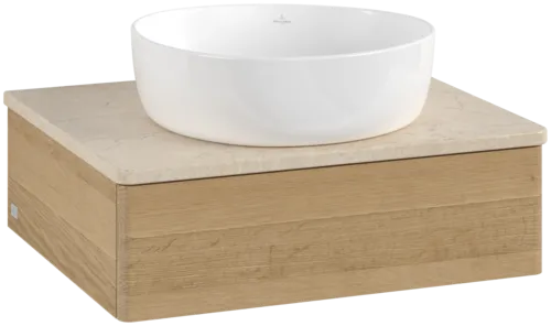Bild von VILLEROY BOCH Antao Waschbeckenunterschrank, 1 Auszug, 600 x 190 x 500 mm, Front ohne Struktur, Honey Oak / Botticino #K07013HN