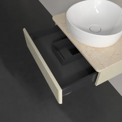 Bild von VILLEROY BOCH Antao Waschbeckenunterschrank, 1 Auszug, 600 x 190 x 500 mm, Front ohne Struktur, Silk Grey Matt Lacquer / Botticino #K07013HJ