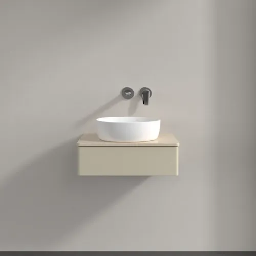 Bild von VILLEROY BOCH Antao Waschbeckenunterschrank, 1 Auszug, 600 x 190 x 500 mm, Front ohne Struktur, Silk Grey Matt Lacquer / Botticino #K07013HJ