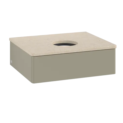 Bild von VILLEROY BOCH Antao Waschbeckenunterschrank, 1 Auszug, 600 x 190 x 500 mm, Front ohne Struktur, Stone Grey Matt Lacquer / Botticino #K07013HK