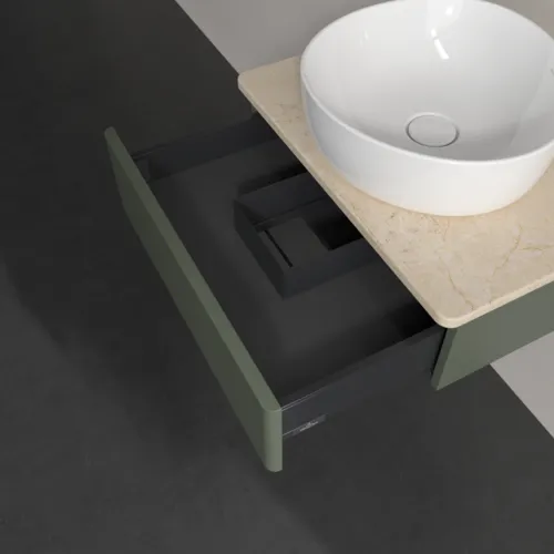 Picture of VILLEROY BOCH Antao Vanity unit, 1 pull-out compartment, 600 x 190 x 500 mm, Front without structure, Leaf Green Matt Lacquer / Botticino #K07013HL