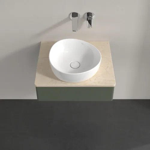 Picture of VILLEROY BOCH Antao Vanity unit, 1 pull-out compartment, 600 x 190 x 500 mm, Front without structure, Leaf Green Matt Lacquer / Botticino #K07013HL