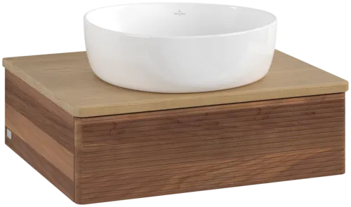 Bild von VILLEROY BOCH Antao Waschbeckenunterschrank, 1 Auszug, 600 x 190 x 500 mm, Front mit Struktur, Warm Walnut / Honey Oak #K07111HM