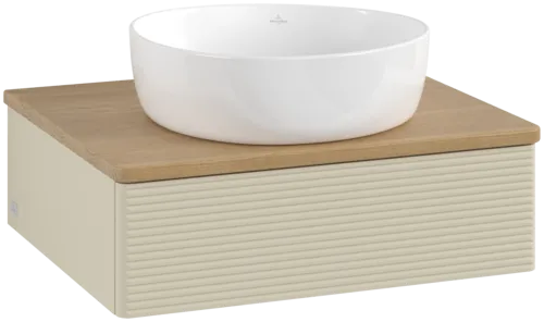 Bild von VILLEROY BOCH Antao Waschbeckenunterschrank, 1 Auszug, 600 x 190 x 500 mm, Front mit Struktur, Silk Grey Matt Lacquer / Honey Oak #K07111HJ
