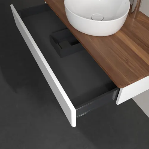 Bild von VILLEROY BOCH Antao Waschbeckenunterschrank, 1 Auszug, 1000 x 190 x 500 mm, Front ohne Struktur, White Matt Lacquer / Warm Walnut #K09052MT