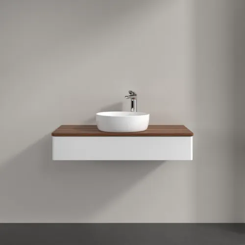 Bild von VILLEROY BOCH Antao Waschbeckenunterschrank, 1 Auszug, 1000 x 190 x 500 mm, Front ohne Struktur, White Matt Lacquer / Warm Walnut #K09052MT