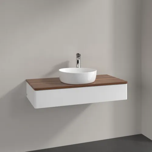 Bild von VILLEROY BOCH Antao Waschbeckenunterschrank, 1 Auszug, 1000 x 190 x 500 mm, Front ohne Struktur, White Matt Lacquer / Warm Walnut #K09052MT