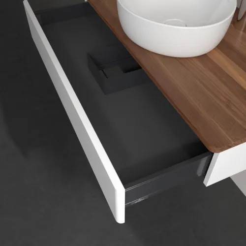 Bild von VILLEROY BOCH Antao Waschbeckenunterschrank, 1 Auszug, 1000 x 190 x 500 mm, Front ohne Struktur, White Matt Lacquer / Warm Walnut #K09052MT