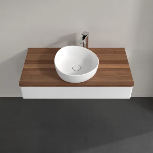 Bild von VILLEROY BOCH Antao Waschbeckenunterschrank, 1 Auszug, 1000 x 190 x 500 mm, Front ohne Struktur, White Matt Lacquer / Warm Walnut #K09052MT