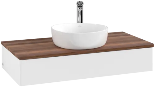 Picture of VILLEROY BOCH Antao Vanity unit, 1 pull-out compartment, 1000 x 190 x 500 mm, Front without structure, White Matt Lacquer / Warm Walnut #K09052MT