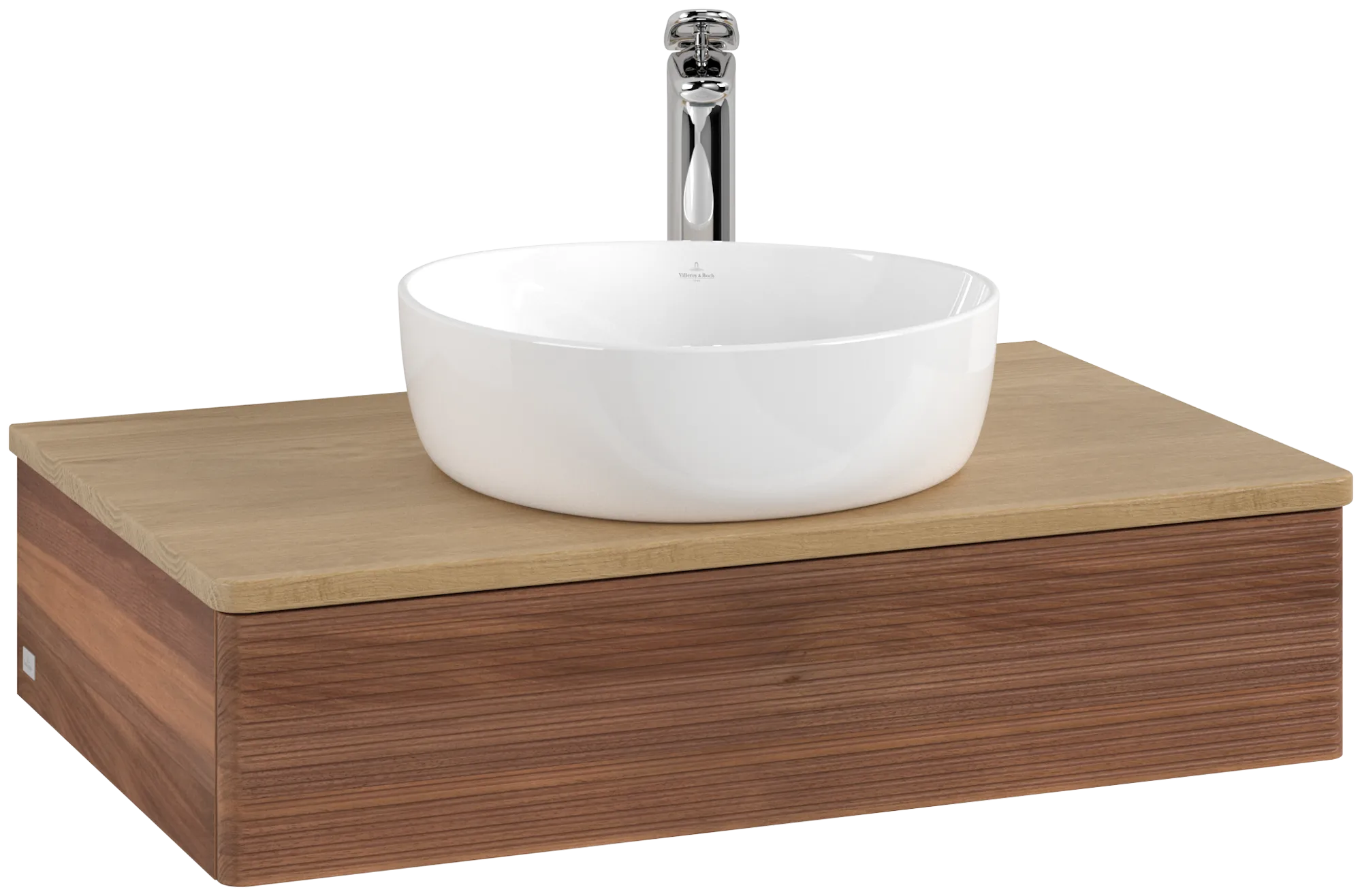 Bild von VILLEROY BOCH Antao Waschbeckenunterschrank, 1 Auszug, 800 x 190 x 500 mm, Front mit Struktur, Warm Walnut / Honey Oak #K08151HM