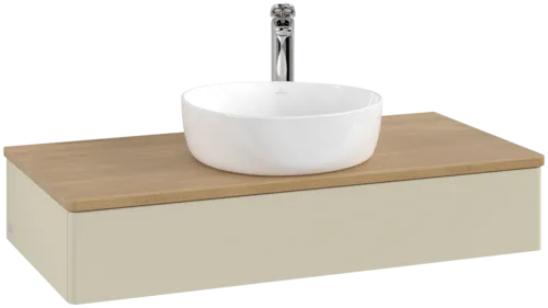 Bild von VILLEROY BOCH Antao Waschbeckenunterschrank, 1 Auszug, 1000 x 190 x 500 mm, Front ohne Struktur, Silk Grey Matt Lacquer / Honey Oak #K09051HJ