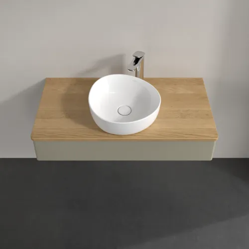 Bild von VILLEROY BOCH Antao Waschbeckenunterschrank, 1 Auszug, 1000 x 190 x 500 mm, Front ohne Struktur, Stone Grey Matt Lacquer / Honey Oak #K09051HK
