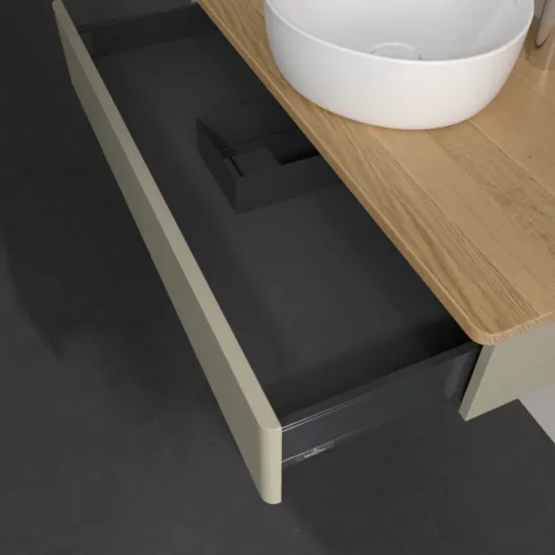 Bild von VILLEROY BOCH Antao Waschbeckenunterschrank, 1 Auszug, 1000 x 190 x 500 mm, Front ohne Struktur, Stone Grey Matt Lacquer / Honey Oak #K09051HK