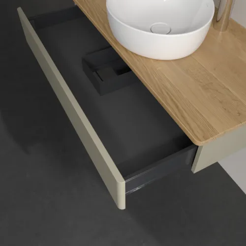 Bild von VILLEROY BOCH Antao Waschbeckenunterschrank, 1 Auszug, 1000 x 190 x 500 mm, Front ohne Struktur, Stone Grey Matt Lacquer / Honey Oak #K09051HK