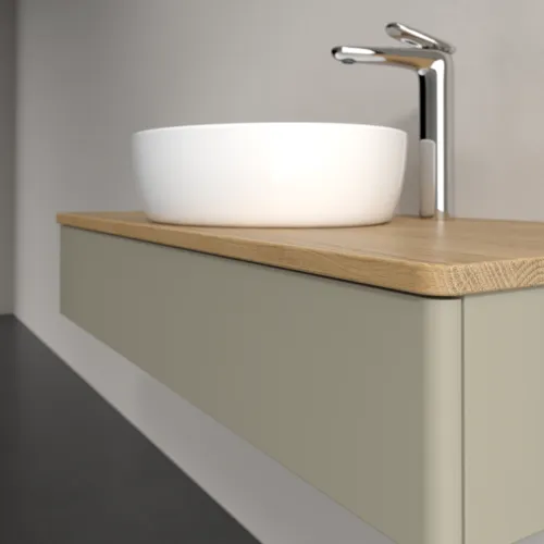 Bild von VILLEROY BOCH Antao Waschbeckenunterschrank, 1 Auszug, 1000 x 190 x 500 mm, Front ohne Struktur, Stone Grey Matt Lacquer / Honey Oak #K09051HK