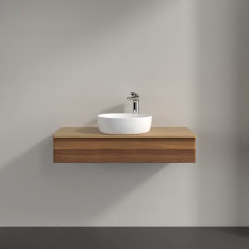 Bild von VILLEROY BOCH Antao Waschbeckenunterschrank, 1 Auszug, 1000 x 190 x 500 mm, Front ohne Struktur, Warm Walnut / Honey Oak #K09051HM