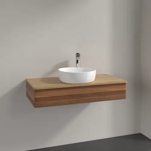 Bild von VILLEROY BOCH Antao Waschbeckenunterschrank, 1 Auszug, 1000 x 190 x 500 mm, Front ohne Struktur, Warm Walnut / Honey Oak #K09051HM