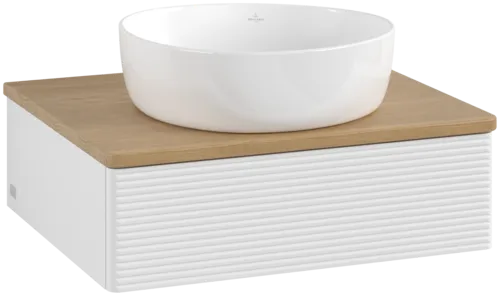 Bild von VILLEROY BOCH Antao Waschbeckenunterschrank, 1 Auszug, 600 x 190 x 500 mm, Front mit Struktur, Glossy White Lacquer / Honey Oak #K07111GF