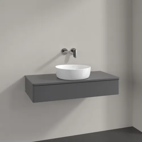 Obrázek VILLEROY BOCH Toaletní skříňka Antao, 1 zásuvka, 1000 x 190 x 500 mm, přední strana bez konstrukce, antracit matný lak / antracit matný lak #K09050GK