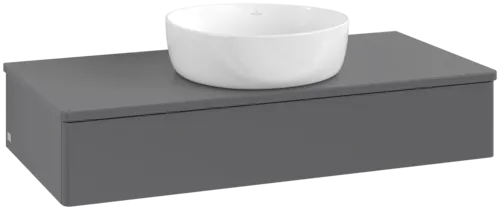Bild von VILLEROY BOCH Antao Waschbeckenunterschrank, 1 Auszug, 1000 x 190 x 500 mm, Front ohne Struktur, Anthracite Matt Lacquer / Anthracite Matt Lacquer #K09050GK