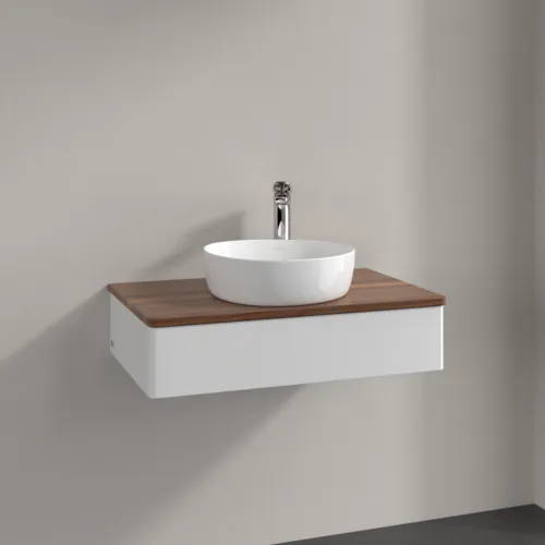 Bild von VILLEROY BOCH Antao Waschbeckenunterschrank, 1 Auszug, 800 x 190 x 500 mm, Front ohne Struktur, Glossy White Lacquer / Warm Walnut #K08052GF