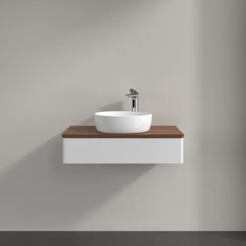 Bild von VILLEROY BOCH Antao Waschbeckenunterschrank, 1 Auszug, 800 x 190 x 500 mm, Front ohne Struktur, Glossy White Lacquer / Warm Walnut #K08052GF