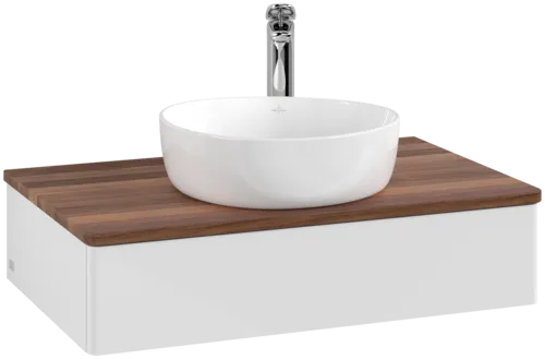 Bild von VILLEROY BOCH Antao Waschbeckenunterschrank, 1 Auszug, 800 x 190 x 500 mm, Front ohne Struktur, Glossy White Lacquer / Warm Walnut #K08052GF