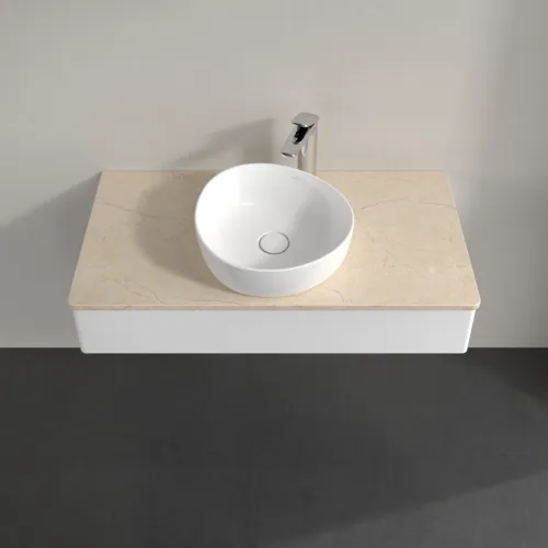 Obrázek VILLEROY BOCH Toaletní skříňka Antao, 1 zásuvka, 1000 x 190 x 500 mm, přední strana bez konstrukce, bílý matný lak / Botticino #K09053MT